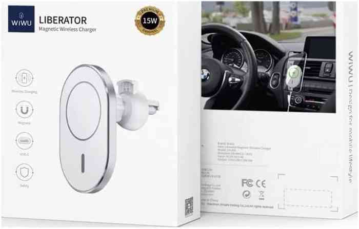 WiWU CH-306 15W LIBERATOR Magnetic Wireless Car Charger- Silver